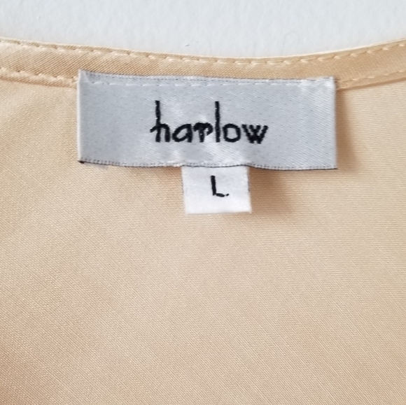 Harlow Top M L Gold Y2K 90s Satin V Neck Gathered Long Sleeve Pullover Blouse - Picture 7 of 10